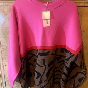 CROSBY by Mollie Burch Pink and Brown Patterned Sweater